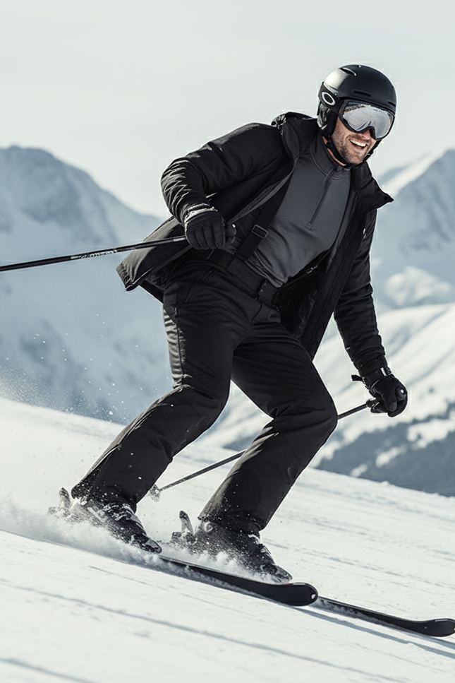 Pantalon De Ski Noir Thermique Bretelles Homme Imperméable - Polyester - vue 3
