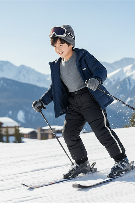 Pantalon De Ski Noir Matelassé Enfant Chaud Doublé - Polyester - vue 3
