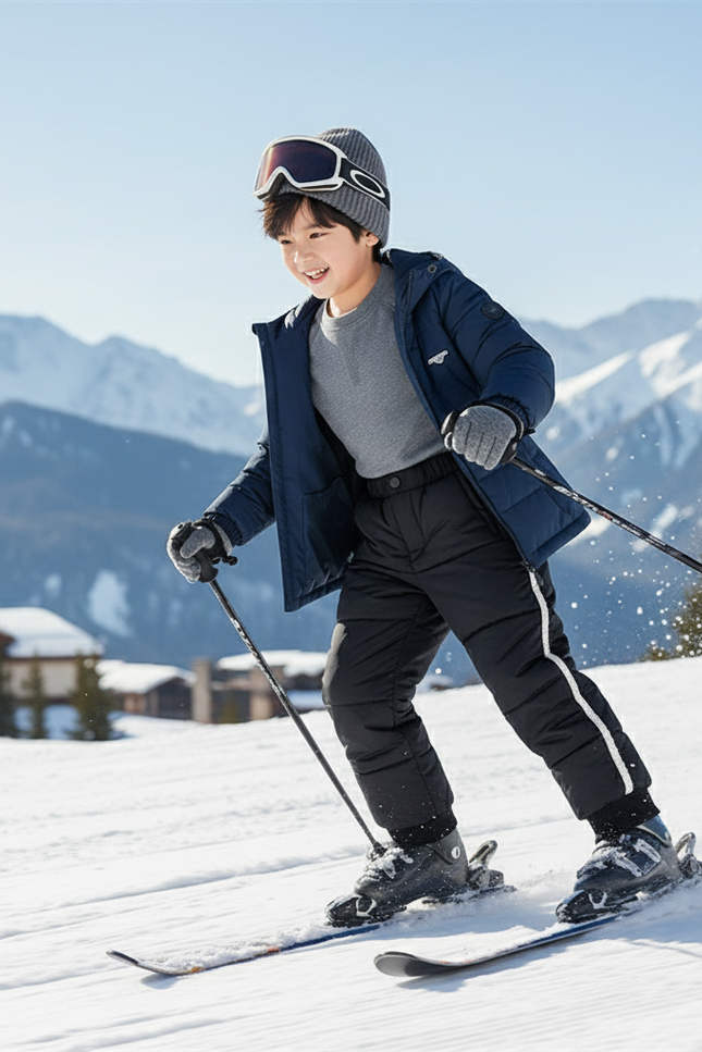 Pantalon De Ski Noir Matelassé Enfant Chaud Doublé - Polyester - vue 3
