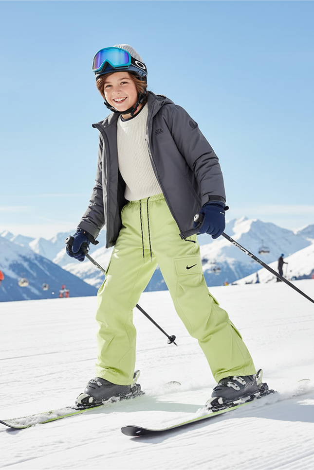 Pantalon De Ski Vert Citron Ample Cargo Imperméable Enfant - Polyester - vue 3